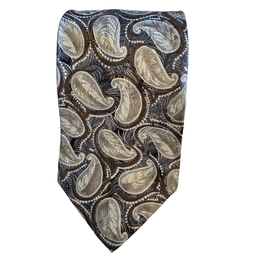 Robert Talbott Seven Fold‎ Neck Tie Brown Gray Beige Paisley LTD Edition #14/40